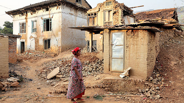 Dieses Dorf wurde vom Erdbeben stark zerstört. 