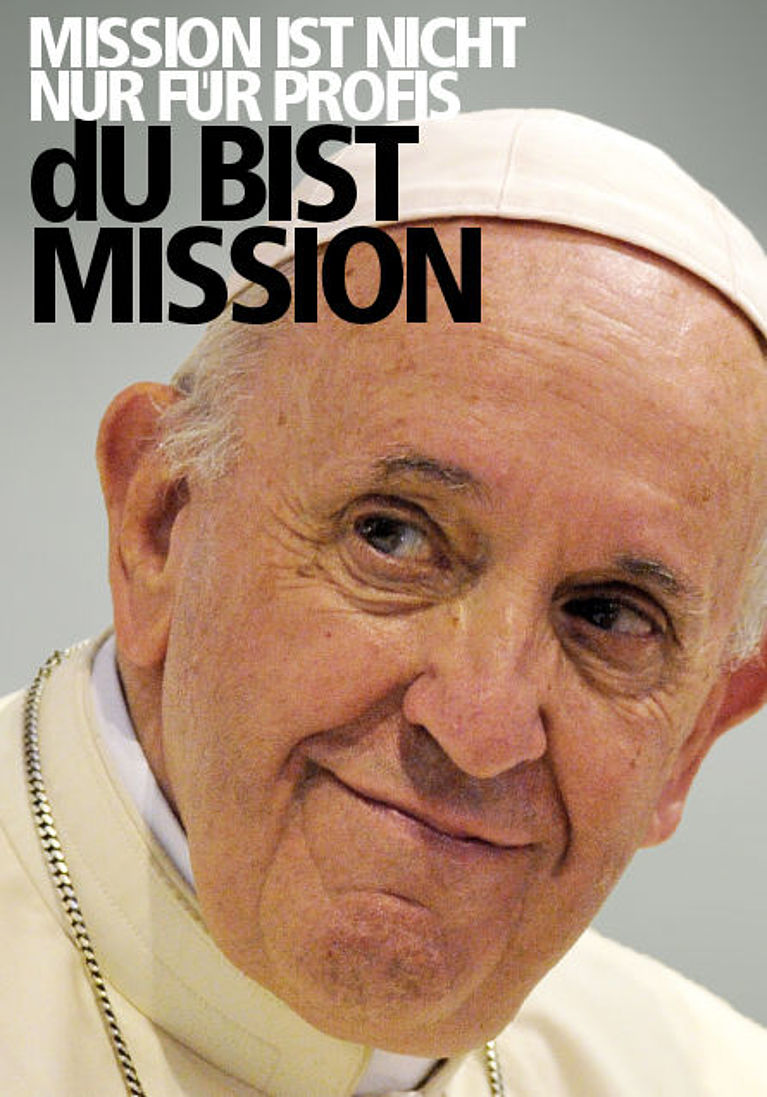 Papstmotiv zur Ausstellung Du bist Mission