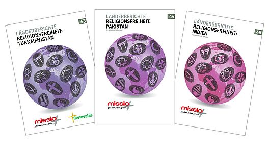 Grafik: Länderberichte Religionsfreiheit Turkmenistan, Pakistan, Indien