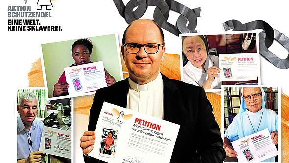 missio-Präsident Pfarrer Dirk Bingener unterzeichnete am 22. Juni in Aachen im Rahmen der Internationalen Fachkonferenz "Eine Welt. Keine Slaverei" die Petition der Aktion Schutzengel. Auch Projektpartnerinnen in Afrika und Asien haben die Petition "Meine Stimme gegen sexuellen Online-Missbrauch" unterzeichnet.
