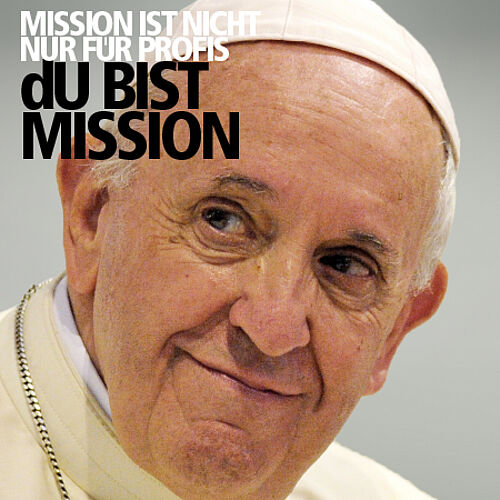 Motiv: Papst Franziskus in der Ausstellung Du bist Mission