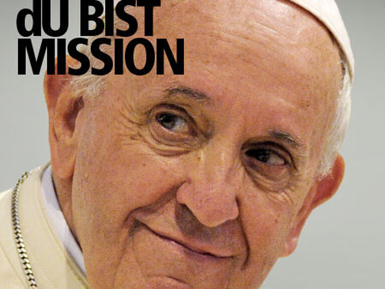 Motiv: Papst Franziskus in der Ausstellung Du bist Mission
